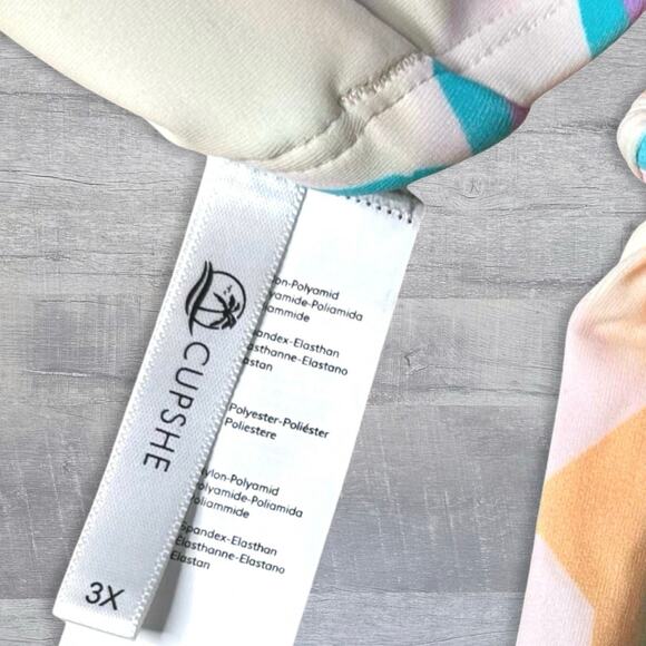 Cupshe Retro Floral Bikini 3X NEW Halter Top High Waist Slimming Ruched Bottom - Picture 6 of 7